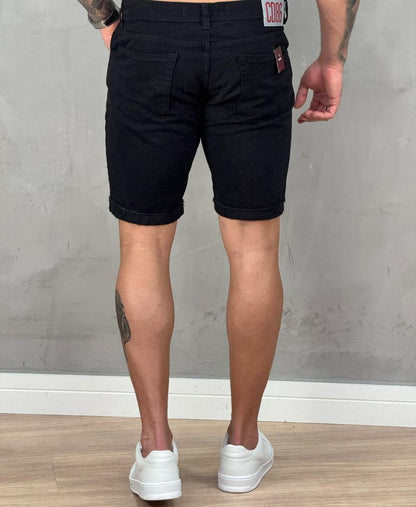 Bermuda Jeans Negra Masculina Destroyed - City Denim 86
